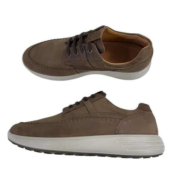ECCO Soft 7 Brown Nubuck Leather Seawalker Runners Mens Size EU 46 (US 12-12.5)